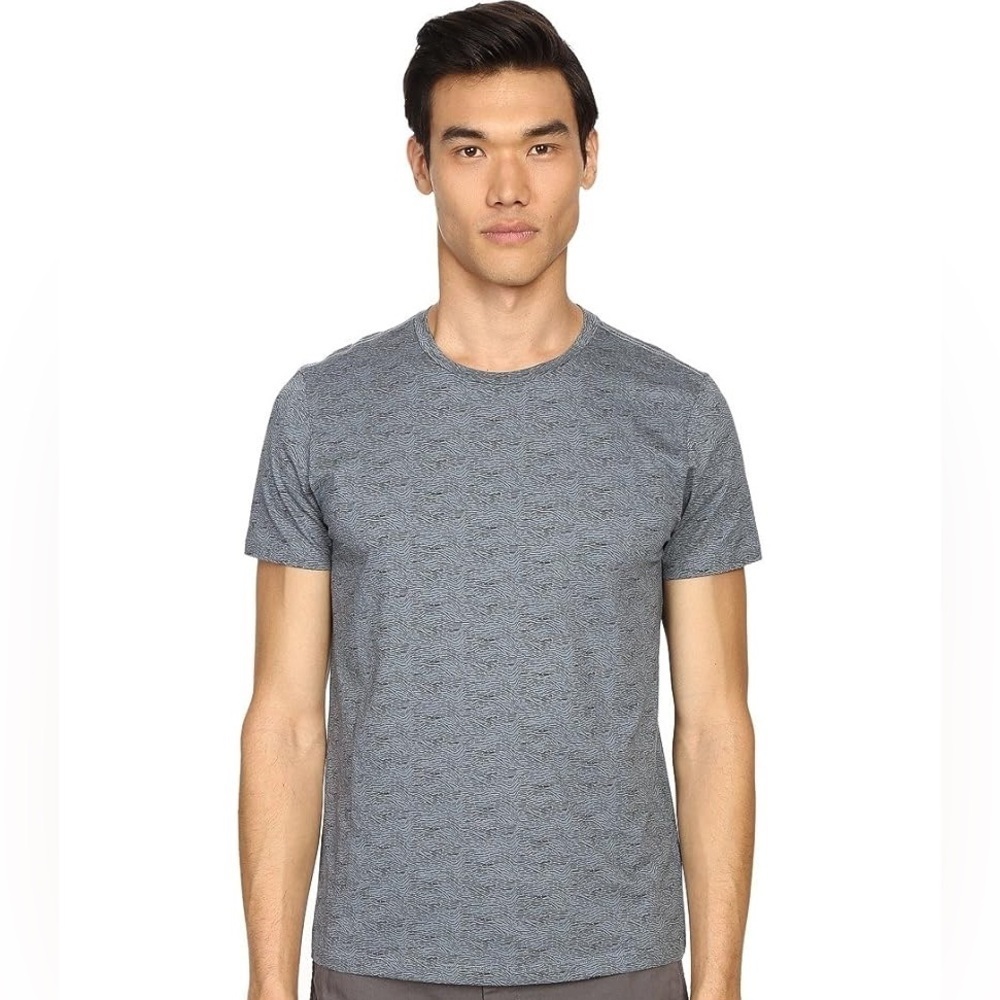 THEORY Linewave Printed Jersey Cotton Short Sleeve Casual Crewneck Tshirt